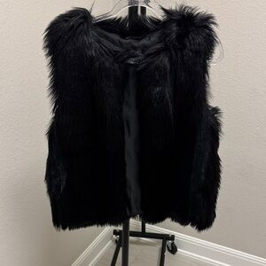 Topshop Black Faux Fur Vest